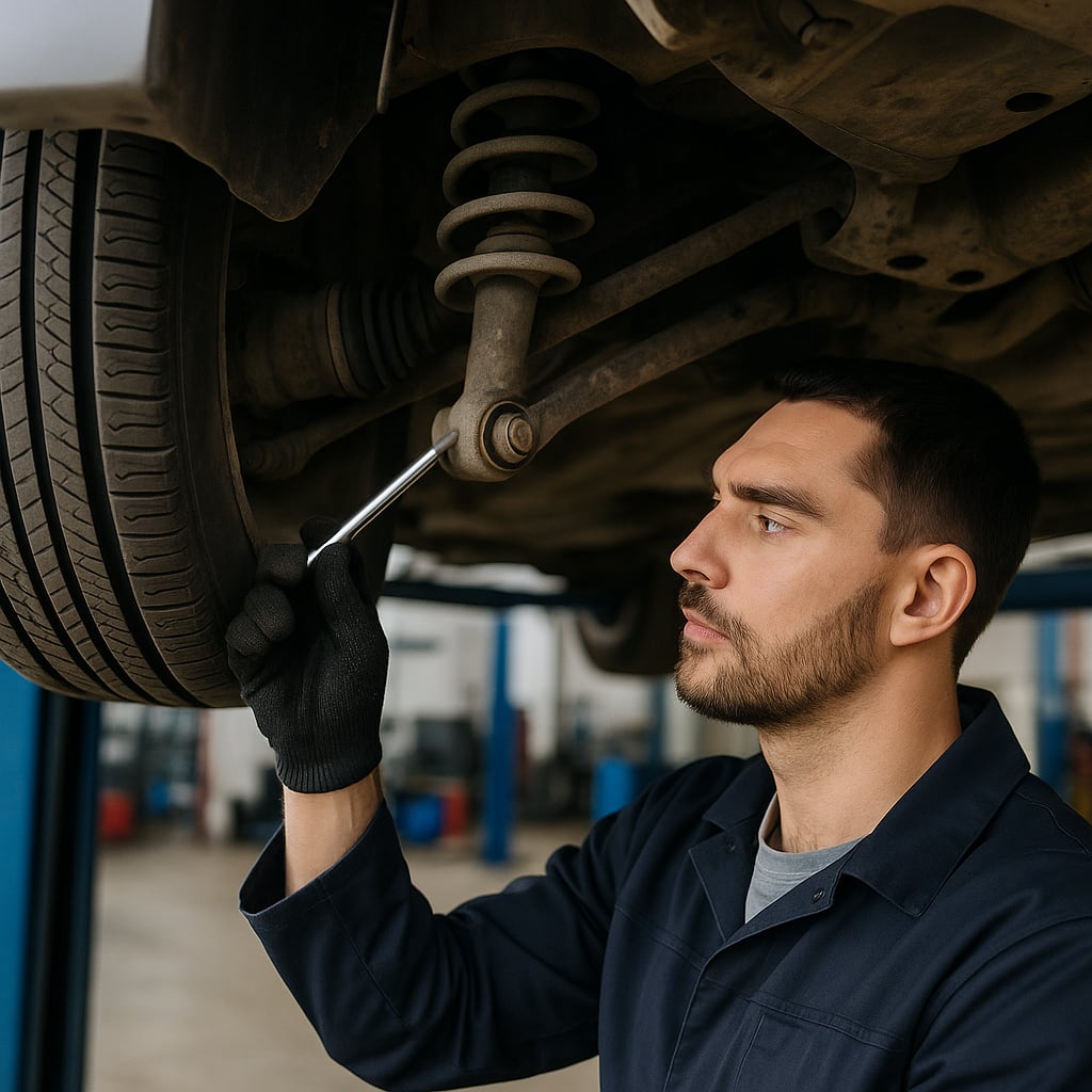 Диагностика подвески и ходовой KIA, Hyundai, Mitsubishi на подъемнике - иллюстрация к статье